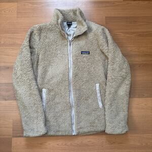 Women's Patagonia Tan Khaki Los Gatos Pile Fleece Zip Up Lined Jacket Sz Medium